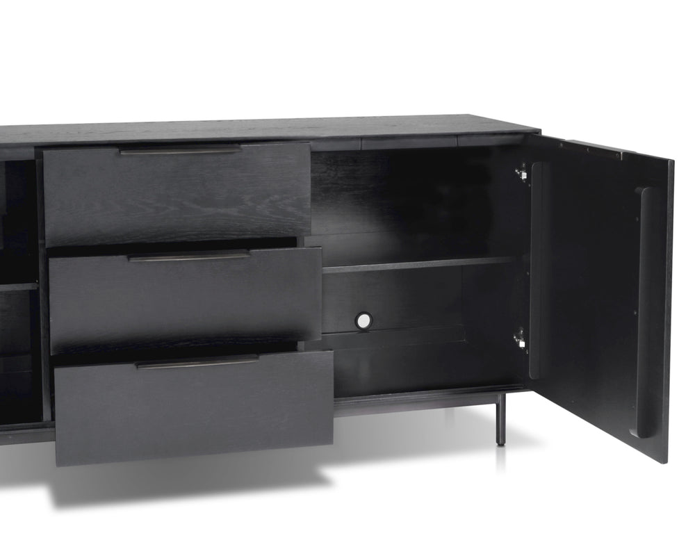 Origins Akira Sideboard - Sleek Storage Solution With Adjustable Shelves, Drawers, And Durable Design Black Mahogany Solids & Gmelina Veneer 2400blk-64