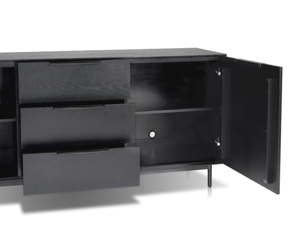 Origins Akira Sideboard - Sleek Storage Solution With Adjustable Shelves, Drawers, And Durable Design Black Mahogany Solids & Gmelina Veneer 2400blk-64