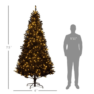 English Elm Homcom 7.5' Prelit Douglas Fir Christmas Tree – 500 Warm White Leds, Realistic Branches & Easy Setup W2225P249690