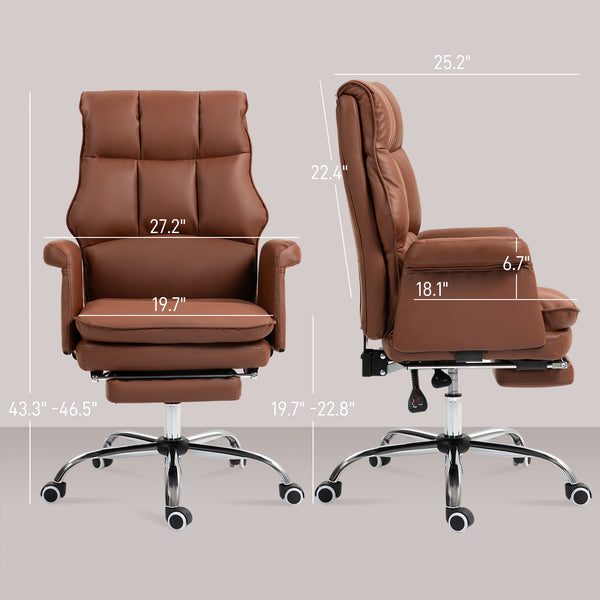 English Elm Homcom Ergonomic Executive Office Chair With Footrest, Pu Leather, Adjustable Recline & Swivel Design W2225P250009