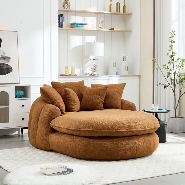 English Elm Oversized Memory Foam Chenille Bean Bag Sofa with Wrap-Around Backrest and Lumbar Support for Adults Orange W395P359410
