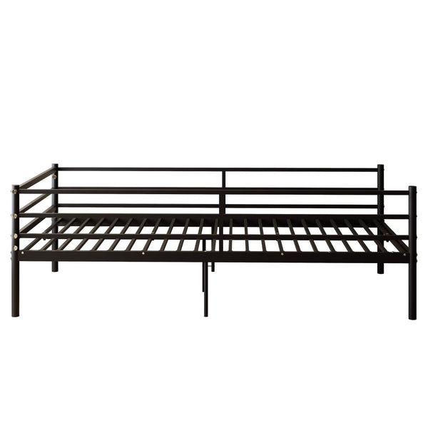 English Elm Bunk Bed Twin Over Heavy Duty Iron Frame with Guardrail for Teens and Adults W3752P464694