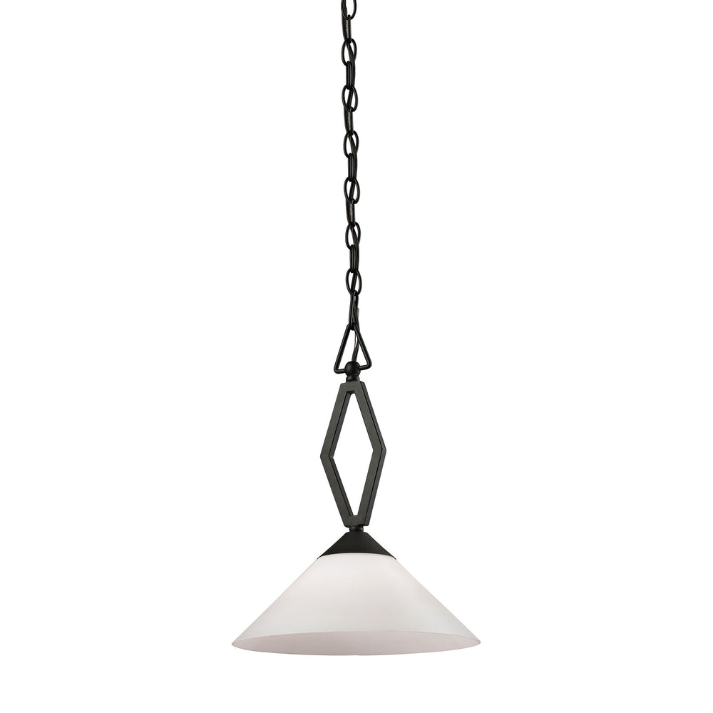 Thomas Lighting Tribecca Angular Metal Frame Mini Pendant Light Oil Bronze Cone Shade Kitchen Fixture 2401PL/10
