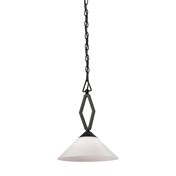 Thomas Lighting Tribecca Angular Metal Frame Mini Pendant Light Oil Bronze Cone Shade Kitchen Fixture 2401PL/10
