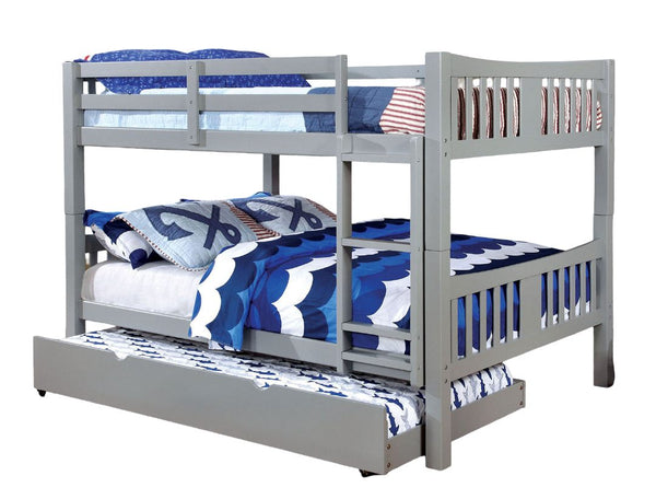 English Elm Full Over Full Bunk Bed With Trundle - Gray Finish, Sturdy Design, Space-Saving Solution For Kids B2741S00361