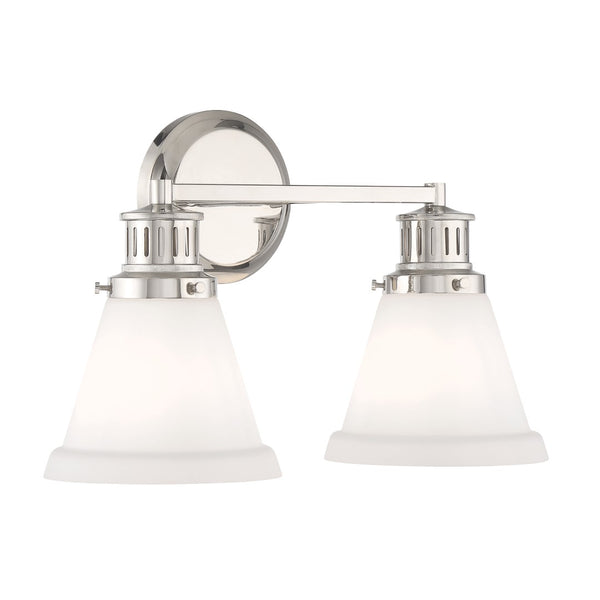 Alden 16.25'' Wide 2-Light Vanity Light - Polished Nickel, Matte Opal 2402-PN-MO Norwell