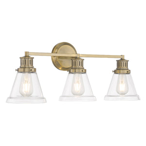 Alden 26'' Wide 3-Light Vanity Light - Antique Brass, Clear 2403-AN-CL Norwell