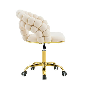 English Elm Modern Velvet Bubble Back Swivel Chair Glam Upholstered Seat for Vanity or Desk Beige,Gold W3875P442948
