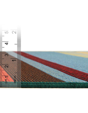 Unique Loom Outdoor Modern Jaco Machine Made Striped Rug Multi, Light Blue/Orange/Red/Yellow/Green/Olive/Brown 10' 0" x 12' 2"