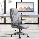 English Elm Vinsetto High Back 360° Swivel Ergonomic Home Office Chair With Flip Up Arms, Faux Leather Computer Desk Rocking Chair, Grey