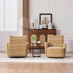 English Elm Modern Boucle 360° Swivel Leisure Chair with High‑Resilience Sponge, Supportive Curve, 550lb Capacity Mustard yellow W395P355482
