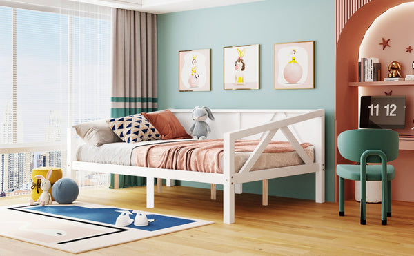 English Elm Twin Daybed Frame Solid Pine Sofa Bed for Guest Room Studio or Teen Bedroom White N708P266726K