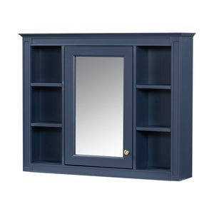 English Elm 36'' Modern Bathroom Vanity with Mirror Cabinet and Sink, Spacious Storage, Soft-Close Doors & Drawers Blue SW000134AAC-3