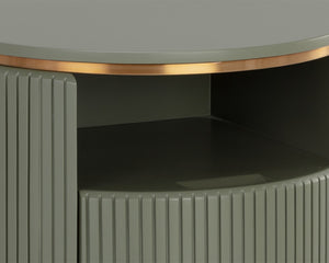 Sunpan PALOMA Sage Green Sculptural End Table with Gold Accents - Modern Elegance for Any Space 110397