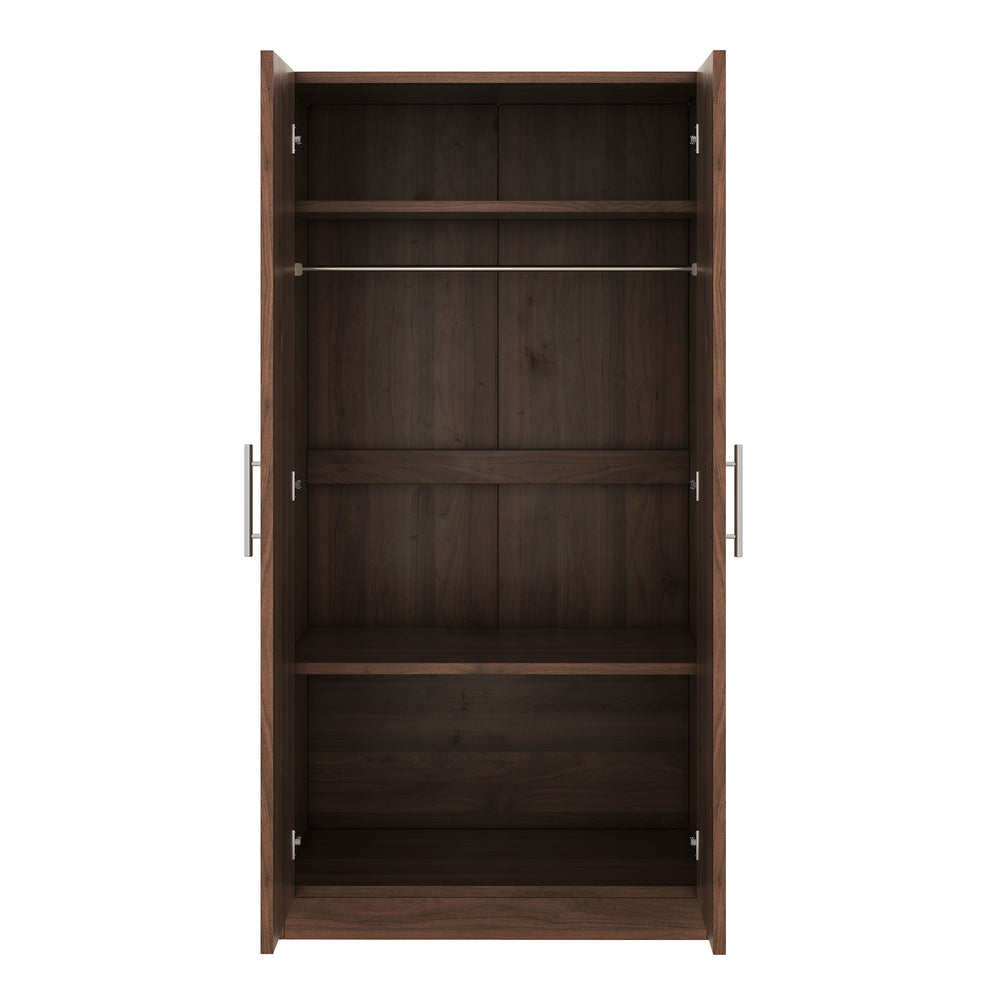 English Elm 2-Door Pine Wood Wardrobe Armoire with Rod & 3 Shelves, Brown Grain Finish—Sturdy 300lb Capacity GX001833AAD