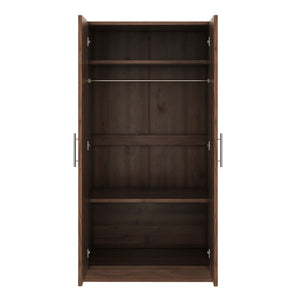 English Elm 2-Door Pine Wood Wardrobe Armoire with Rod & 3 Shelves, Brown Grain Finish—Sturdy 300lb Capacity GX001833AAD