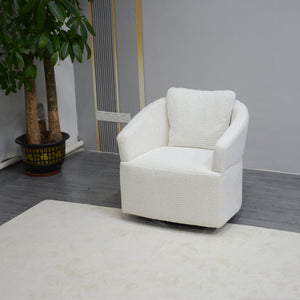 English Elm Modern 360 Degree Swivel Sofa Chair - Beige Velvet Accent, High-Back, Solid Wood Frame, 350lb Capacity W1183P254690