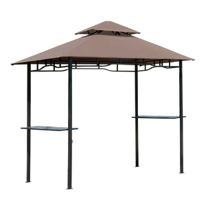English Elm Grill Gazebo Double Roof Steel Bbq Canopy with Uv Shield and Mesh Storage Shelves T3971P382968