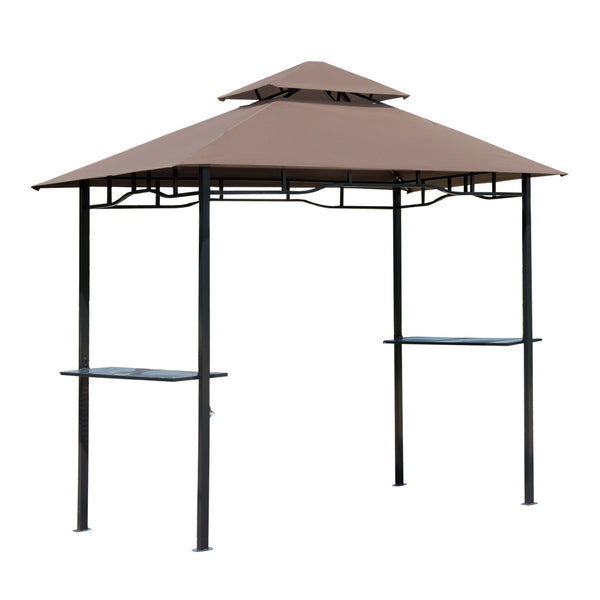 English Elm Grill Gazebo Double Roof Steel Bbq Canopy with Uv Shield and Mesh Storage Shelves T3971P382968