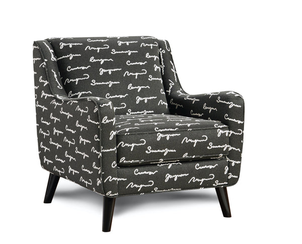 Fusion Shadowfax Poetry Iron Accent Chair - Unique Script Design, Durable Fabric, Conversation Starter Black,White Ws,100% Polypropylene 240 Poetry Iron Accent Chair
