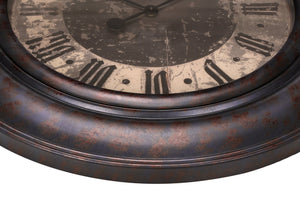 English Elm Clocks, 30" Oversized Round Wall Clock In Rustic Brown - Stylish Quartz Movement & Roman Numerals B2710P287070
