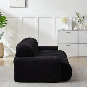 English Elm [video]87.4-inch Cloud Series Chenille Three-seater Sofa with Tufted Square Arms for Living Rooms Black W3505P383950