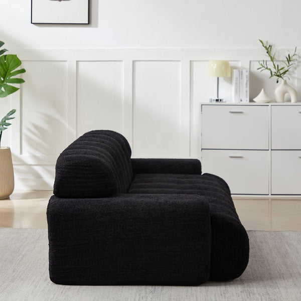 English Elm [video]87.4-inch Cloud Series Chenille Three-seater Sofa with Tufted Square Arms for Living Rooms Black W3505P383950