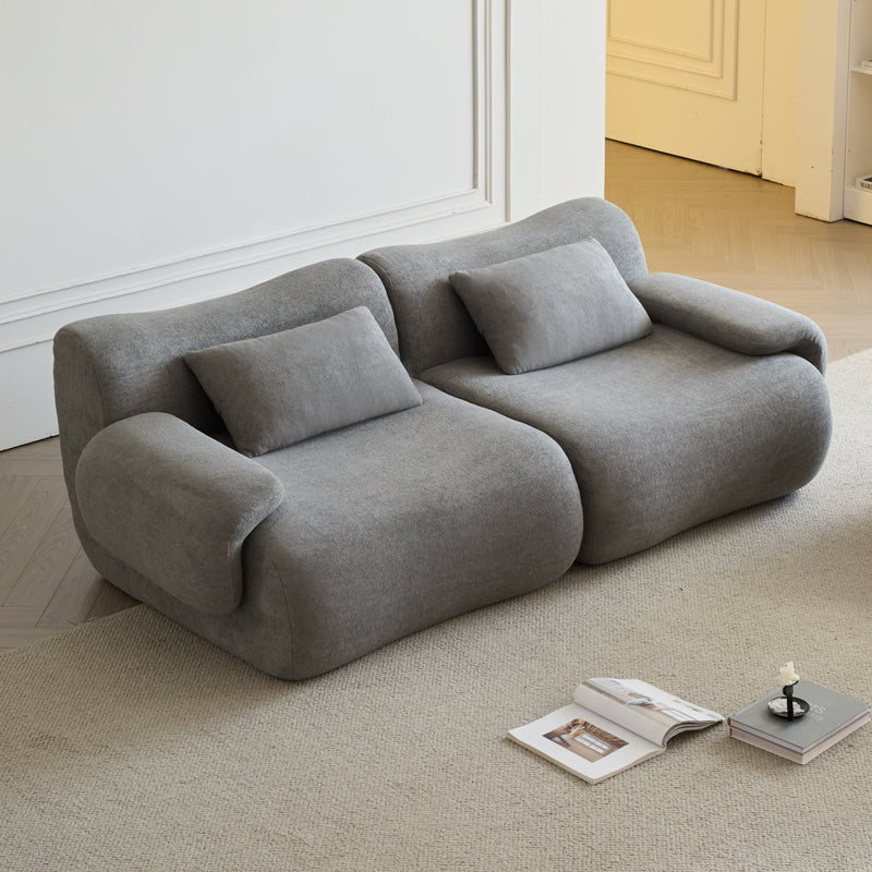 English Elm Sofa Memory Foam 2-Seater Compression Couch with Deep Seat, No Assembly, Sherpa Fabric Comfort Light Gray W3622P346253