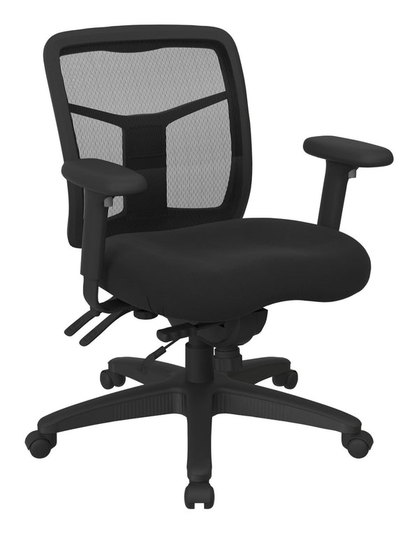 OSP Home Furnishings Progrid® Mesh Mid Back Manager Chair Ergonomic Lumbar Support for Home Office Use Black 92893-231