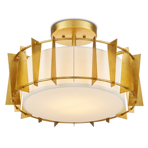 Berwick Gold Semi-Flush Mount Light Fixture - Contemporary Wrought Iron, Adjustable LED Design, 17.75"
