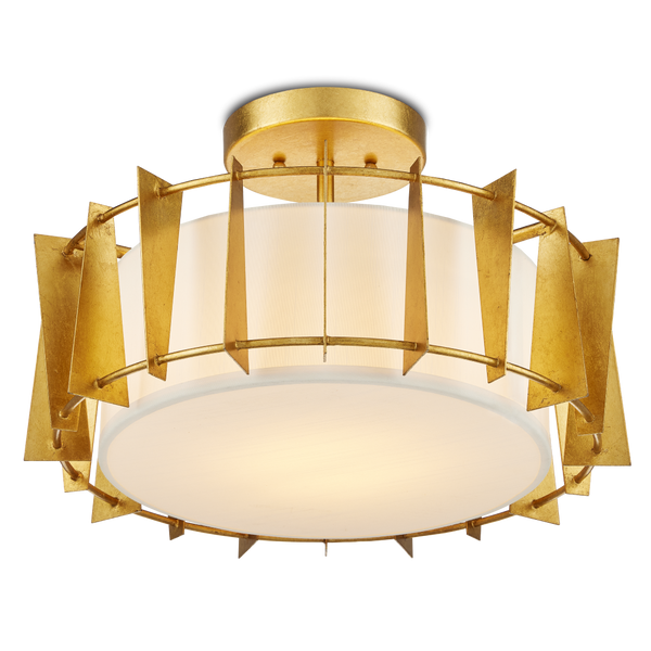 Berwick Gold Semi-Flush Mount Light Fixture - Contemporary Wrought Iron, Adjustable LED Design, 17.75"