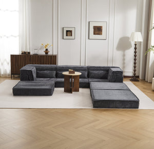 English Elm Compression Oversized Boneless Modular Sofa Bed - Versatile, No Assembly, Memory Foam Comfort In Dark Grey W3723S00021