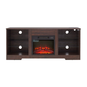 English Elm TV LED Fireplace TV Stand with Bluetooth LED Lights, Remote, USB Charging & Ample Storage, 58" Espresso W2275P257463