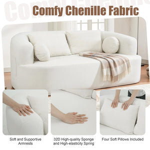 English Elm Loveseat Chenille Upholstered Sofa Compact Foam Seating for Small Apartments and Dens Beige W5385P454888