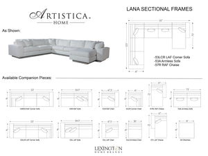 Lexington Artistica Home Lana Luxurious Sectional Sofa With Comfortable Down Pillows And Stylish Shell Finish For Your Home  Wood 2410-50s-40