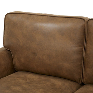 English Elm Faux Leather Sofa with Nailhead Trim Rolled Arms for Traditional Living Rooms B2748S00186