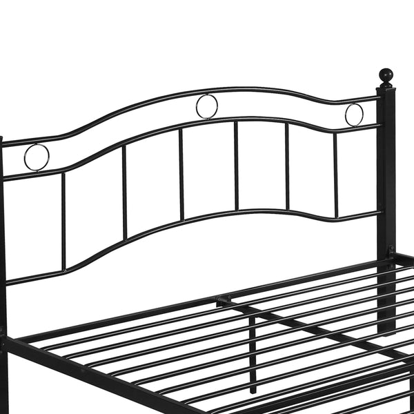 English Elm Christopher Knight Home® - KING Metal Bed Frame King Size Platform Bed with Geometric Headboard, Sturdy Iron, Underbed Storage Opportunity Black 79.25 L x 28.75 W x 3.5 H 63298.00FBLK-K-UK