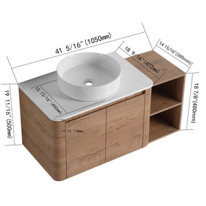 English Elm 42'' Wall-Mounted Bathroom Vanity With Ceramic Sink, Soft-Close Doors & Ample Storage For Modern Style W999S00412