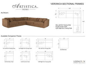 Lexington Artistica Home Veronica Luxurious Sectional Sofa Set With Down Throw Pillows For Ultimate Comfort And Style  Wood 2411-50s-41