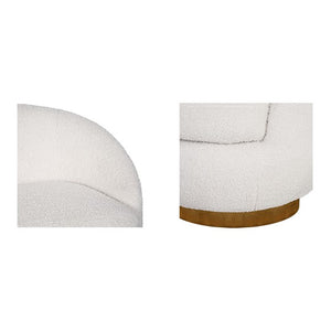 English Elm Shearling Plush Sherpa Swivel Chair with Walnut Wood Base, Black Metal Swivel, Foam Seat Comfort B035P262681