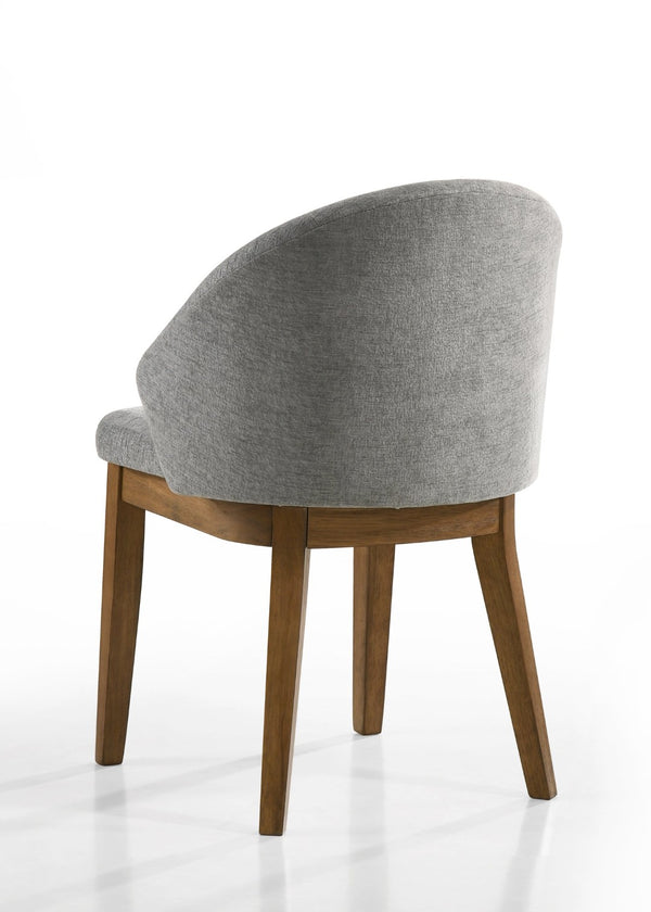 English Elm Andreo Barrel Back Upholstered Dining Chairs Set of 2 Gray Fabric Walnut Legs B2749P474510