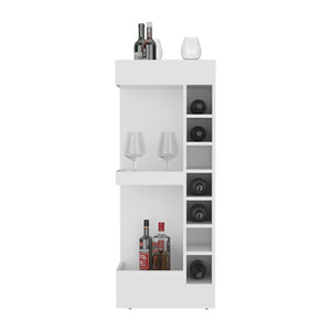 English Elm Bar Cabinet with Concealed Double Doors and 8 Wine Bottle Slots, Durable Engineered Wood Storage Solution White 51.18 L x 23.23 W x 4.72 H B097P296849