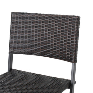 English Elm Outdoor Faux Rattan Folding Barstools Weather Resistant Woven Patio Seating Set N772P427926B