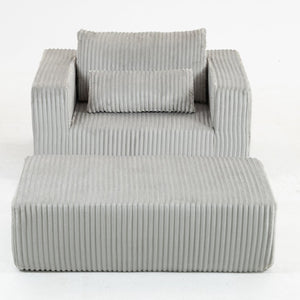 English Elm Oversized Corduroy Floor Lounge Chair with Modular Ottoman All Foam Deep Seat W3326S00027
