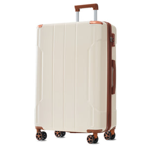 English Elm Hardshell Six Piece Luggage Set Expandable Abs Suitcases with Spinner Wheels Tsa Lock Brown White N730P296628O