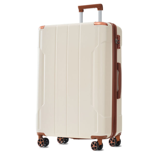 English Elm Hardshell Six Piece Luggage Set Expandable Abs Suitcases with Spinner Wheels Tsa Lock Brown White N730P296628O