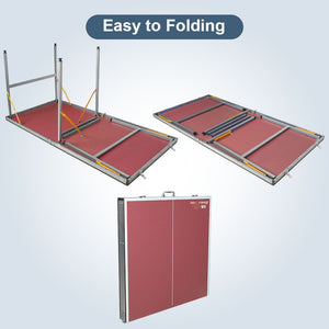 English Elm Double Fish Foldable Mdf Ping Pong Table with Wheels Net Paddles Balls Indoor Outdoor W3087P250981