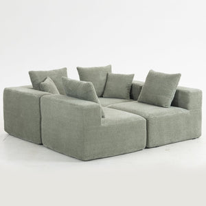 English Elm Modular Low Profile Sectional Sofa Plush Chenille Upholstery for Cozy Living Rooms W3326S00033