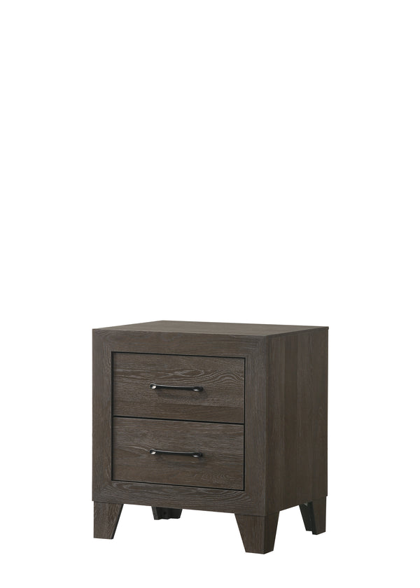 English Elm 1pc Modern Faux Marble Top Nightstand with Two Drawers, Sleek Contrast Finish, Compact Bedroom Storage Brown 25.2 L x 19.29 W x 23.03 H B2741P333947