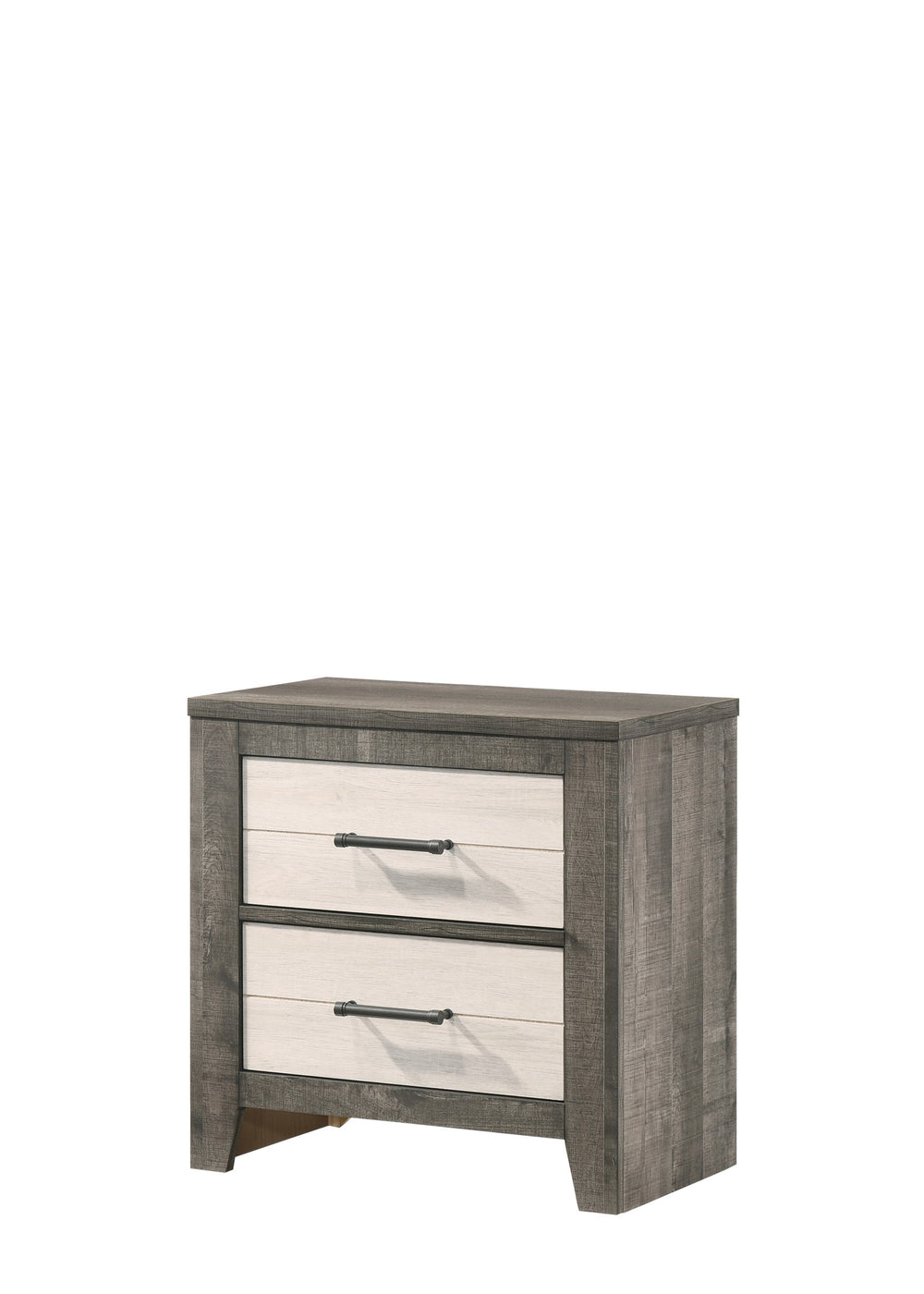 English Elm 1pc Nightstand Two-Tone Gray Beige Bedside Table with Two Soft-Close Drawers & Metal Pulls, 24.8" H B2741P343800